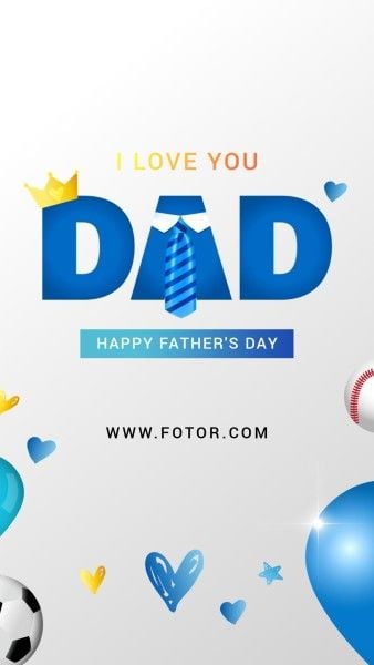 greeting, celebrate, celebration, Gray And Blue 3d Happy Father's Day Instagram Story Template