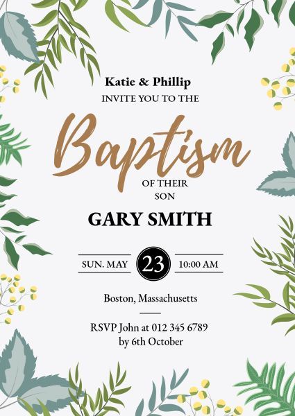 Botanical Baptism Ceremony Invitation