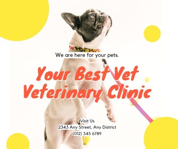 pet, hospital, dog, Cute Veterinary Clinic Facebook Post Template