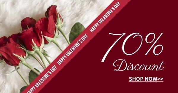 valentine, valentine's day, love, Red Flower Sale Facebook Ad Facebook App Ad Template