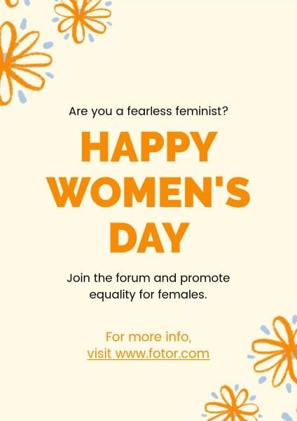 girl power, feminism, feminist, Yellow Floral Women's Right March Poster Template