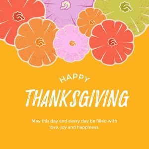 holiday, celebration, greeting, Colorful Illustration Autumn Pumpkins Happy Thanksgiving Instagram Post (Square) Template