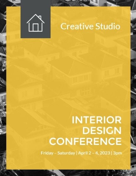 home, unterior design, create, Yellow And Grey Interior Design Conference Program Template