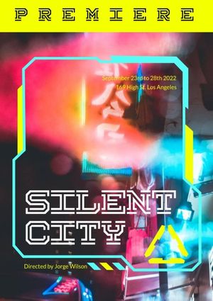 classic, movie, advertising, Black Cyberpunk Silent City Premiere Poster Template