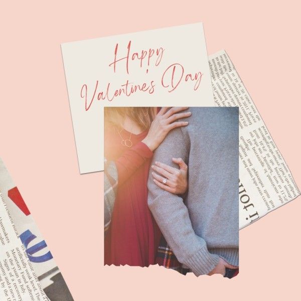 love, photo, retro, Pink Collage Couple Valentines Day Instagram Post Template
