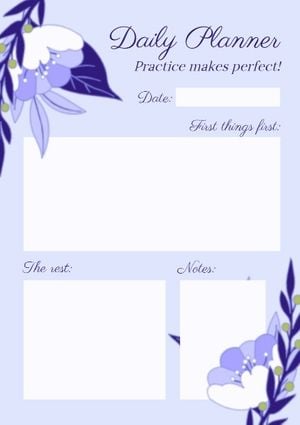 schedule, to-do list, winter, Purple Floral Daily Planner Planner Template