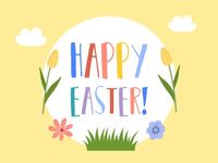 easter day, celebrate, celebration, Yellow Simple Illustration Spring Easter Greeting Card Template