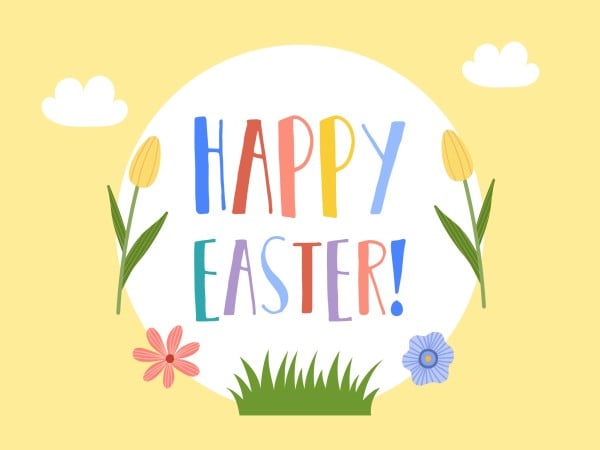 Yellow Simple Illustration Spring Easter Greeting Card