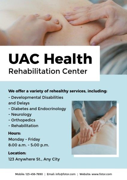 rehabilitation, doctor, center, Blue UAC Health Flyer Template