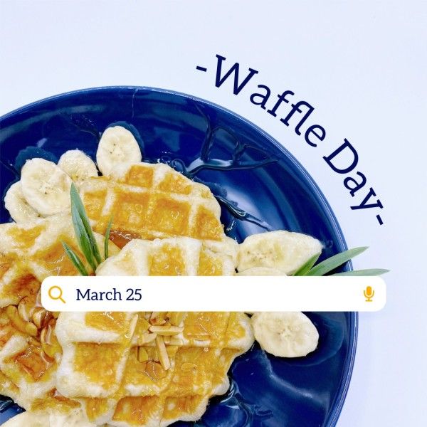 international waffle day, world waffle day, food, Blue Clean Waffle Day Instagram Post Template