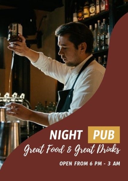 pub, wine, drinks, Brown Make A Reservation Flyer Template