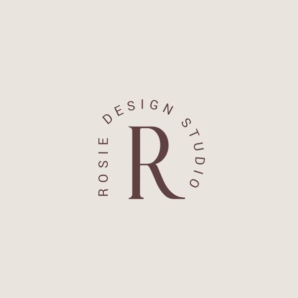 circle, curve text, alphabet, Beige Minimalist Design Studio Logo Template