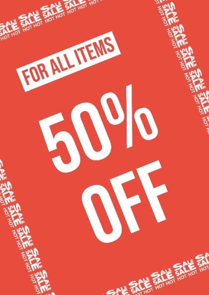 Red And Simple Items Discount Sales Poster