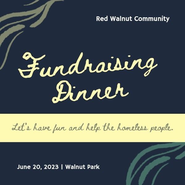 fundraiser, event, charity, Black Party Dinner Fundraising Instagram Post Template
