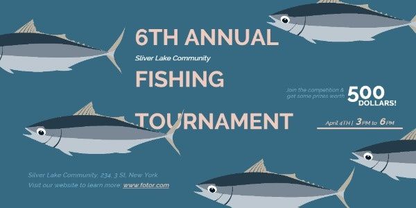 event, activity, game, Fishing Tournament Twitter Post Template