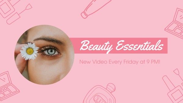 end cards, end screen, image shape, Pink Beauty Social Media Background Video Subscribe Youtube Channel Art Template