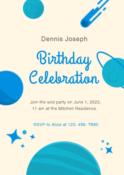 Blue Planet Birthday Invitation
