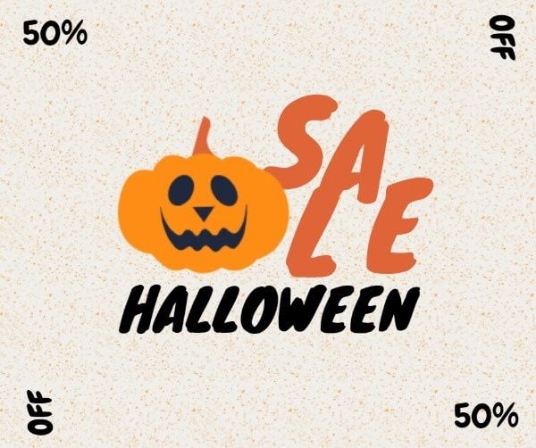 holiday, festival, occasion, Simple White Pumpkin Halloween Sale Facebook Post Template