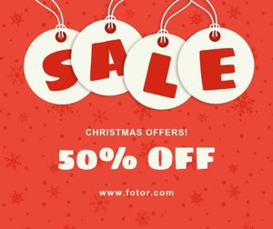 sale, promotion, discount, Red Christmas Banner Ads Facebook Post Template