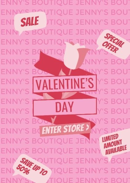 discount, promotion, love, Valentine's Day Sale Poster Template