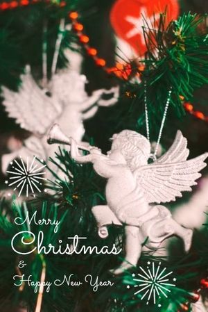 new year, angel, firework, Green Background Of Christmas Holiday Celebration Pinterest Post Template