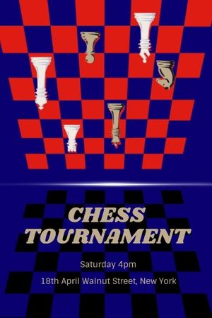 game, life, contest, Blue And Red Chess Tournament Pinterest Post Template