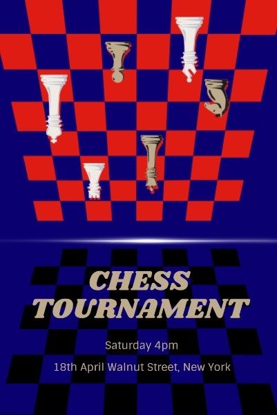 蓝色和红色国际象棋锦标赛 Pinterest短帖