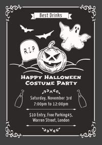 Black And White Halloween Costume Party Flyer