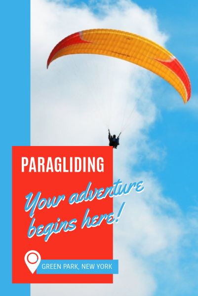 滑翔伞旅行兴趣帖子的蓝色背景 Pinterest短帖