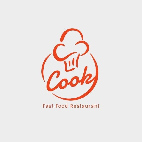 catering, cook, chef, Orange Simple Fast Food Restaurant Logo Template