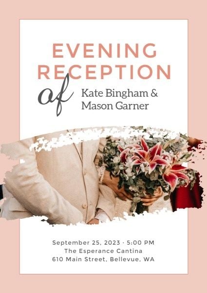 ceremony, engagement, proposal, Pink Evening Reception Invitation Template