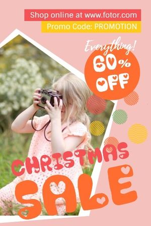 christmas, business, promotion, Cute Pink Kids Clothes Sale Pinterest Post Template