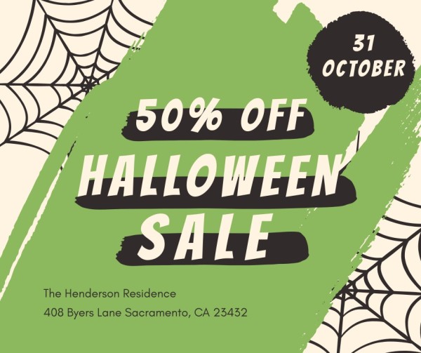 Green Halloween Sale Promotion Facebook Post
