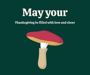 vector, mushroom, green green, Green Thanksgiving Wishes Facebook Post Template