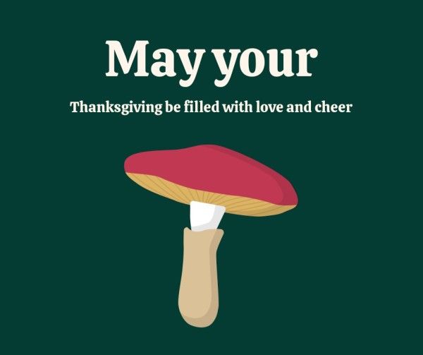 vector, mushroom, Green Thanksgiving Wishes Facebook Post Template