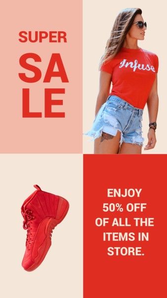 instagram stories, ins story, online store, Red Sale Instagram Story Template