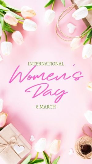 women power, international womens day, happy womens day, Pink Flower Photo Womens Day Instagram Story Template