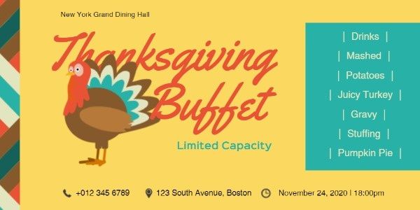 food, restaruant, holiday, Thanksgiving Buffet Twitter Post Template