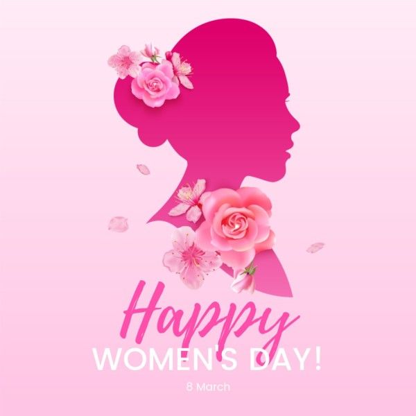 women's day, international women's day, march 8, Pink Flower Illustration Womens Day Instagram Post Template