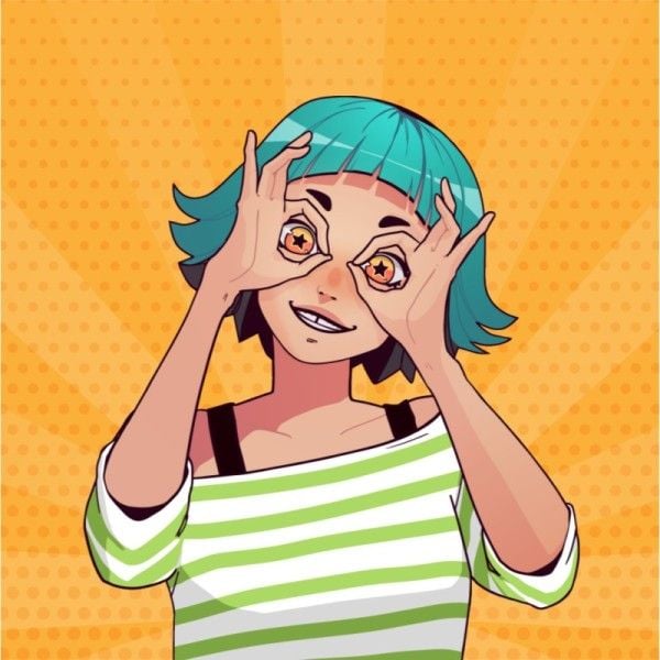 female, woman, youth, Yellow Cartoon Girl Animated Discord Profile Picture Avatar Template