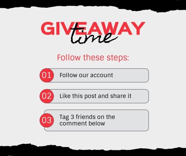 White Giveaway Time Steps Facebook Post