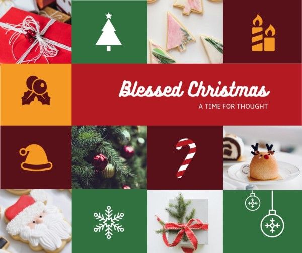 xmas, festival, holiday, Christmas decoration greeting Facebook Post Template
