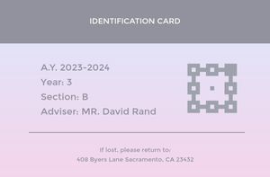 Gray Identification Card ID Card