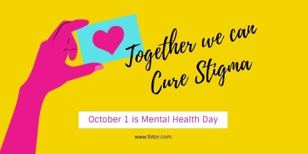 cure, mentality, wishes, Yellow And Pink Mental Health Day Post Twitter Post Template