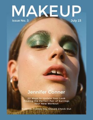 fashion, cosmetics, business, Blue Woman Makeup Cover Magazine Cover Template