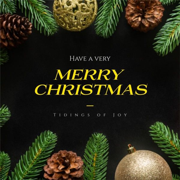 xmas, holiday, wish, Black Elegant Classic Merry Christmas Instagram Post Template