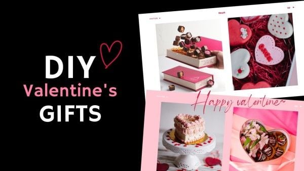 love, life, food, Black Valentines Day DIY Gift Ideas Youtube Thumbnail Template