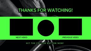 黑色绿色运动社交媒体背景视频订阅 Youtube视频结束封面