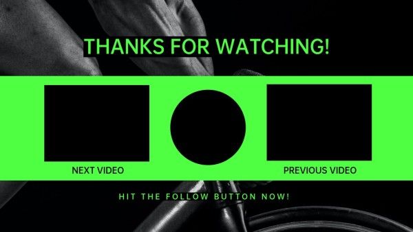 黑色绿色运动社交媒体背景视频订阅 Youtube视频结束封面