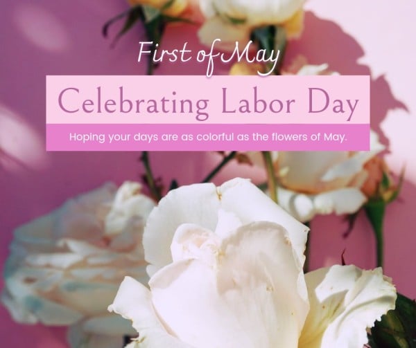 労働者の日を祝うピンク Facebook投稿